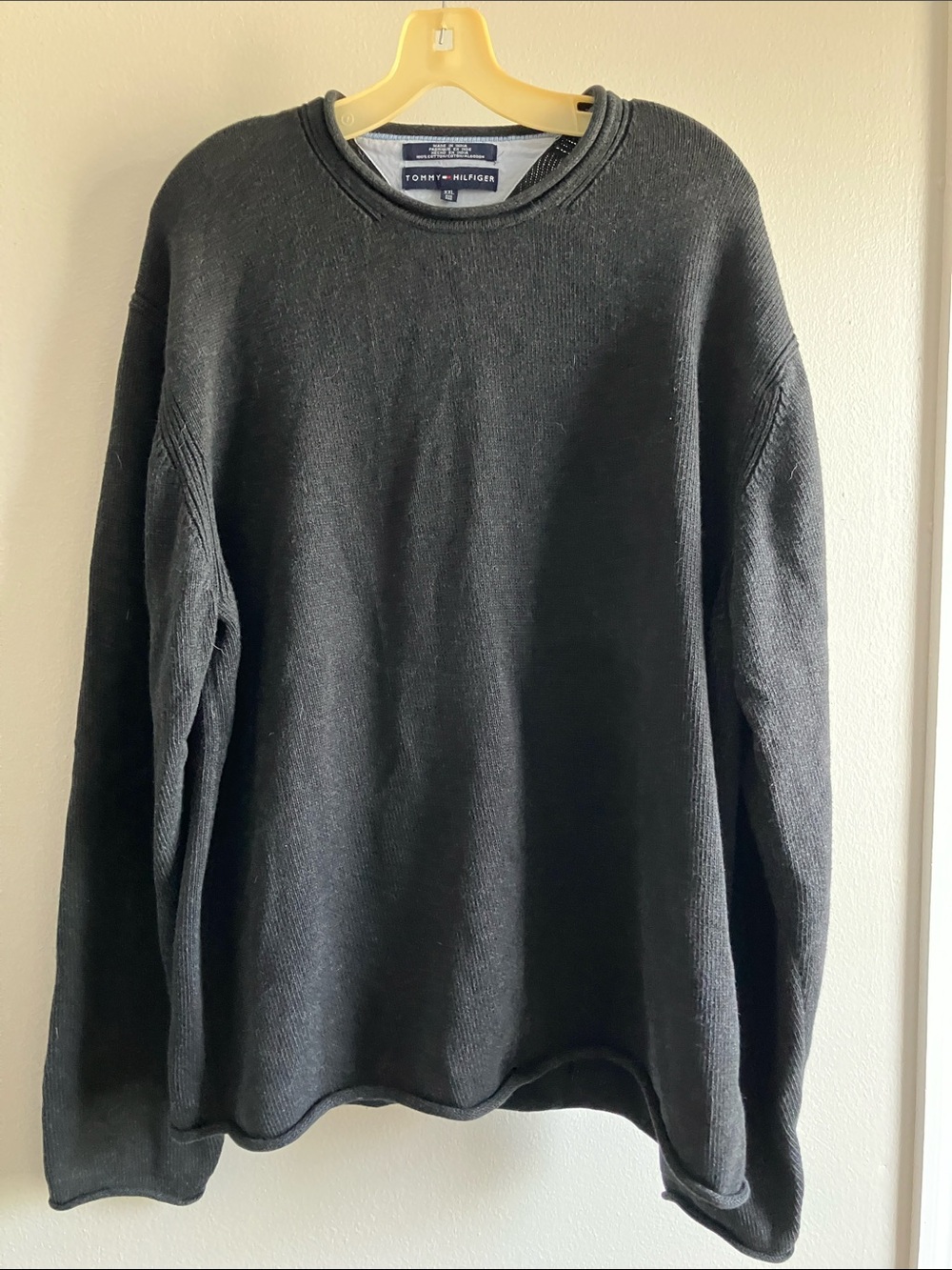 Tommy Hilfiger Men's Dark Charcoal Crewneck Sweater roll neck XXL cotton